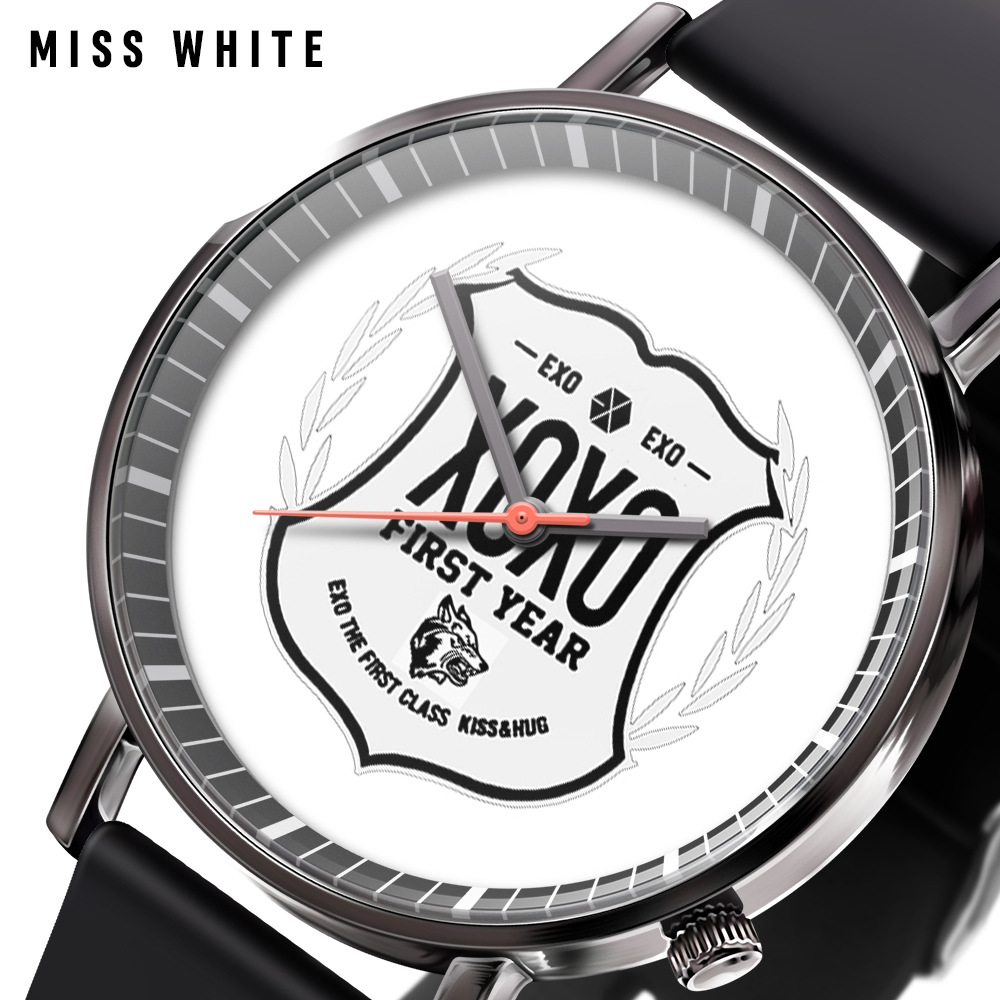 EXO手表学生党时尚潮流时尚圆形国产指针针扣时尚男手表