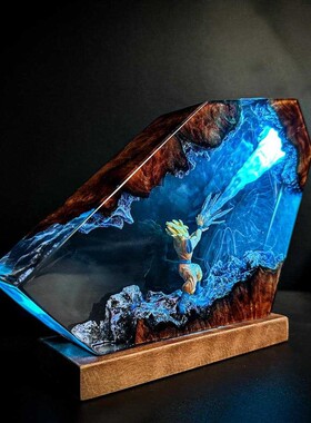 跨境爆款树脂灯Lamp Resin Epoxy手工制作龙珠孙悟空树脂灯礼物