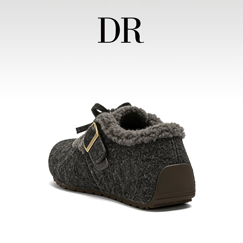 DR官方正品加绒软底勃肯鞋纯色深色平底扣带毛绒毛毛鞋,淘宝优惠券,粉丝福利购,淘宝优惠卷