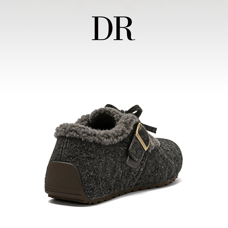 DR官方正品时尚休闲搭扣低跟浅口羊绒勃肯鞋平底青年圆头呢子纯色,淘宝优惠券,粉丝福利购,淘宝优惠卷