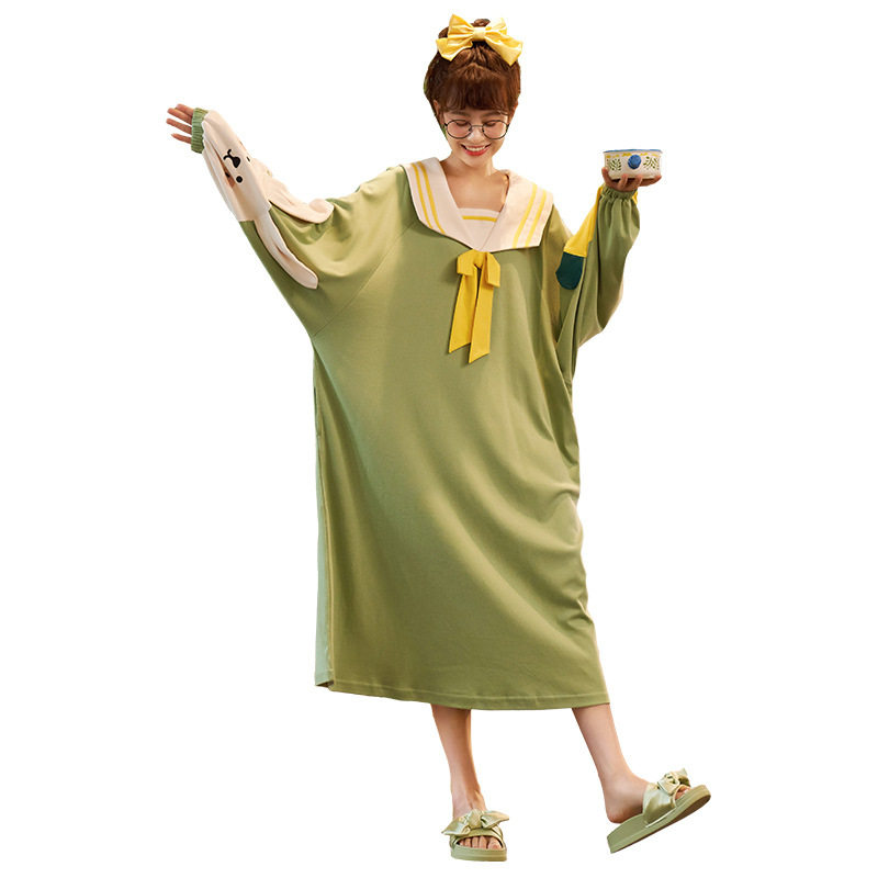 秋冬棉质睡裙娃娃领加大码连体裙 希贝莎睡裙