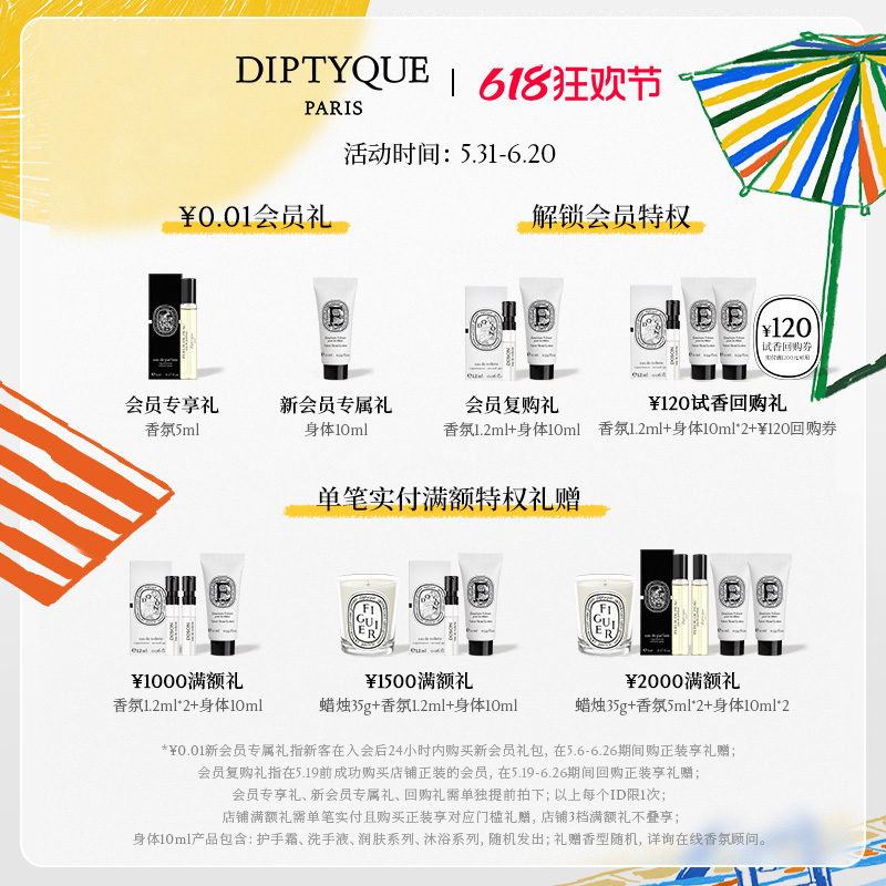 【618限时加赠】Diptyque蒂普提克感官之水淡香水50ml/100ml花香 - 图1