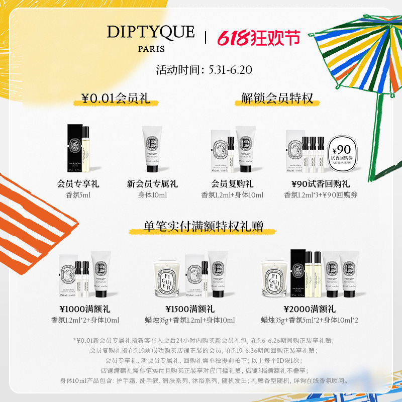 【618限时加赠】Diptyque蒂普提克淡香精30ml/75ml奥费恩肌肤之花 - 图1