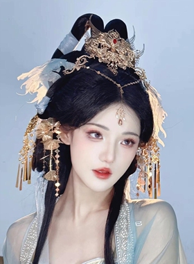 古风神女发饰蓝色古风发饰飞天发簪全套一整套高颜值异域敦煌套装