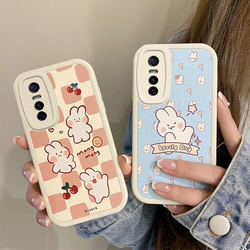 适用VIVO Y73S手机壳ins风女款viovy73s可爱少女viviy73s手机套简约vovis7e菱格时尚vlvoy73s卡通皮纹V2031EA - 图2