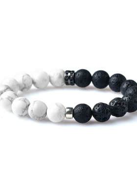 MIT米特儿黑白火山石白松石手链