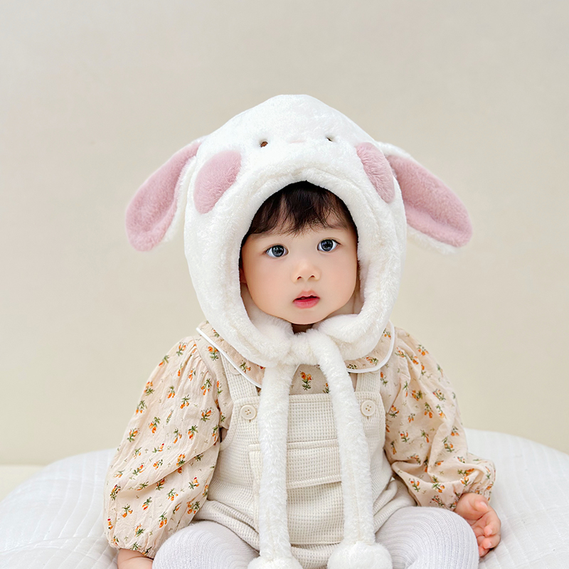 女童帽子2023新款冬季可爱超萌兔子加厚保暖宝宝儿童帽子护耳帽潮