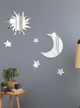 6PCS Star Moon Combination Mirror Acrylic Stereo Self Adhesi