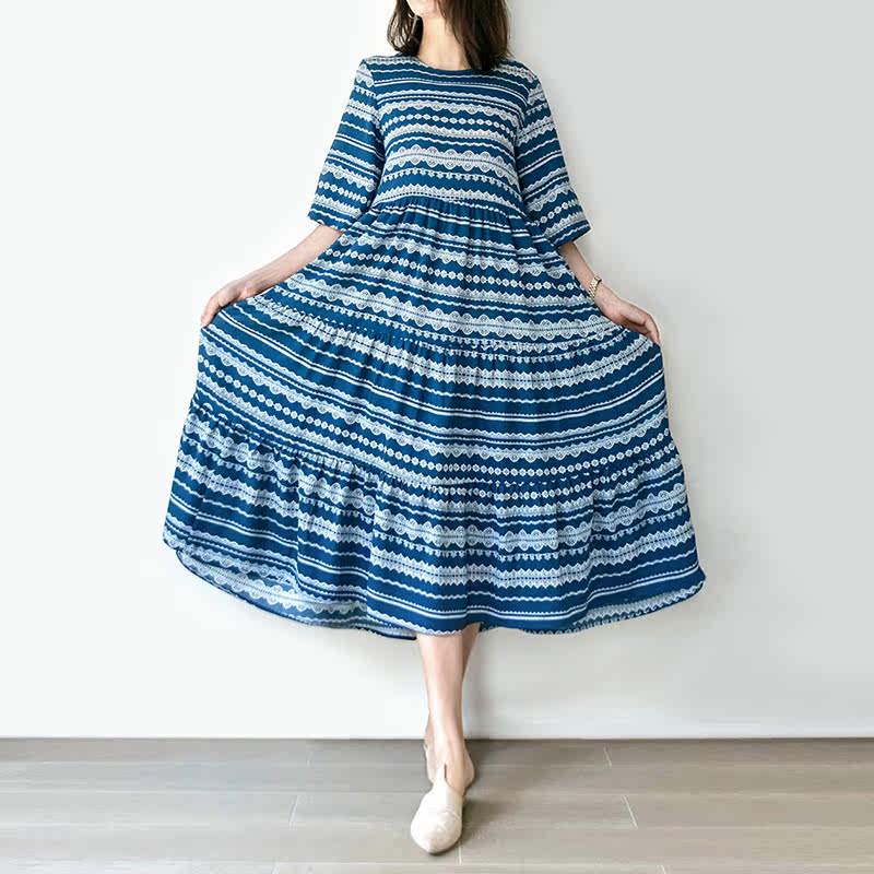 蕾丝印花气质2020年夏季新款连衣裙 裙踪魅影连衣裙