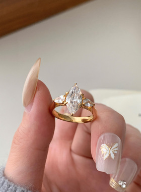 日系设计师topwhits银马眼钻水滴戒指女轻奢复古小众设计高级感