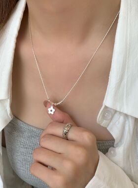 日系设计师topwhits银水晶花朵项链女ins甜美小清新小众设计高级