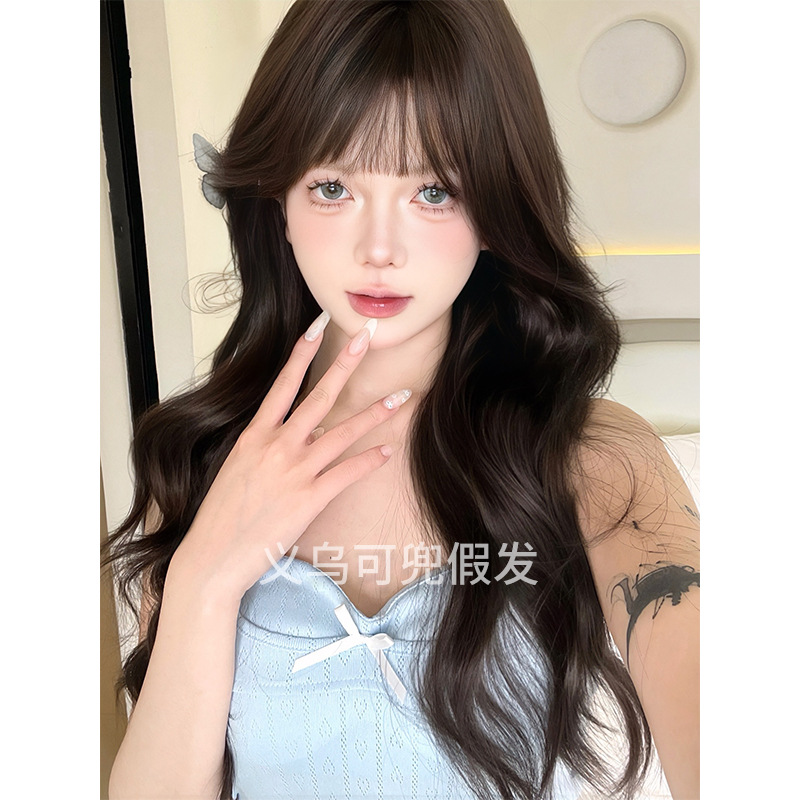 可兜日常假发女长发全头套式仿真自然中长款波浪卷蛋卷长卷发假发 - 图0