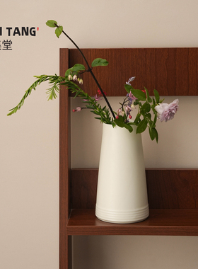 宜集堂轻颂奶油风花瓶陶瓷家用高颜值插花花器摆件客厅简约设计感