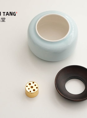 宜集堂吾尊新中式香插底座陶瓷纯色线香托盘防止器茶室家用香托