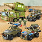 开益拼装积木海陆空军事东风41导弹车模型儿童益智小颗粒拼插玩具