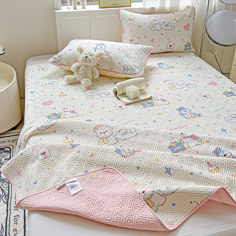 2025新款双面全棉床盖三件套防滑纯棉儿童榻榻米床单单件四季通用