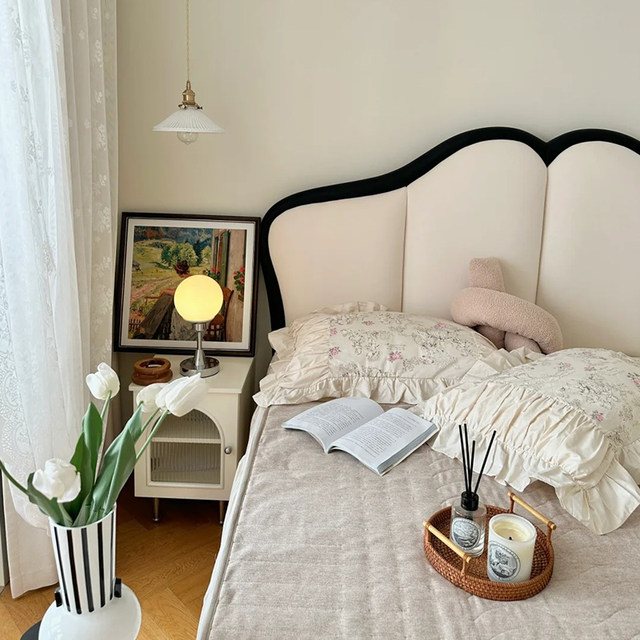 Cream-style leather storage bed master bedroom high-end modern and simple with drawer storage 1.8 meters double bed