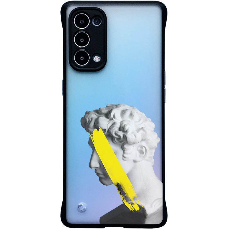 OPPOreno5pro十手机壳曲面屏半包无边框5G新品ins文艺风潮牌大卫reno5创意小众透明磨砂男生款硬壳保护套适用 - 图0