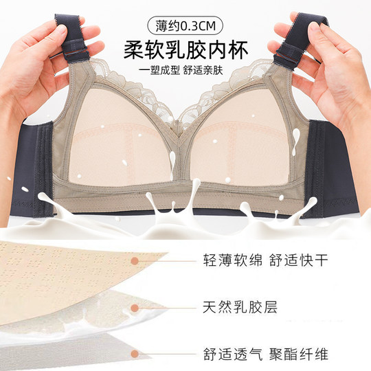 大码大胸显小文胸无钢圈防下垂胸罩内衣女薄款聚拢夏调整型收副乳