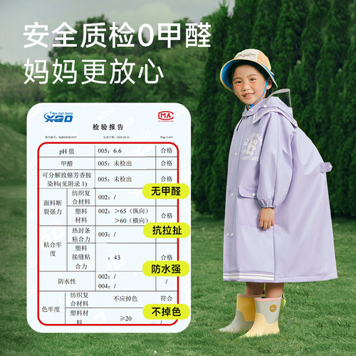 儿童雨衣女童男童一年级小学生小孩带书包位上学专用防雨服雨披 - 图3