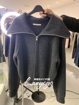 WIDA-P Korea Dongdaemun 2023 Winter New Aging Ocean Gas 100 Lap Zipper Large Turnover Sweater Woman