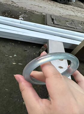 高冰天然正圈独龙玉手镯子翡翠蓝绿色手镯石英岩质玉天青冻水沫玉