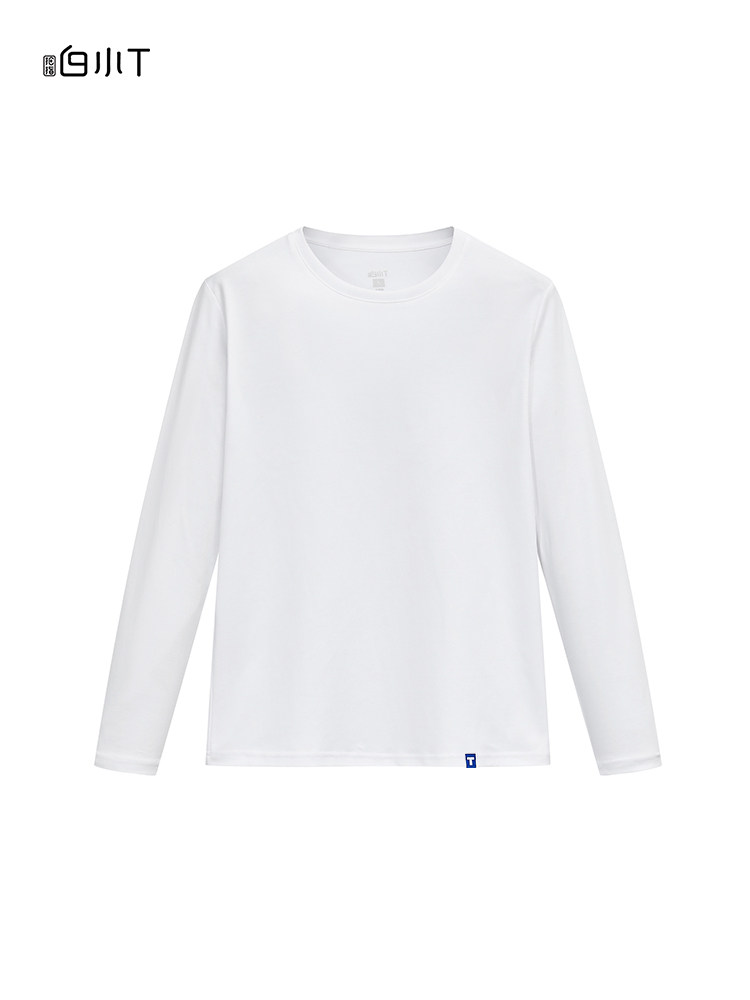 白小t长袖t恤男春秋纯棉秋打底衫 拇指白小t服饰T恤