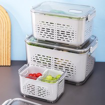 Separation Fridge Drain Basket Vegetable Containing Box Square Vegetable Basket Hollowed-out Basin With Lid Transparent Separated Type Drain Basket