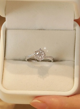 s925纯银戒指女莫桑石钻戒礼物