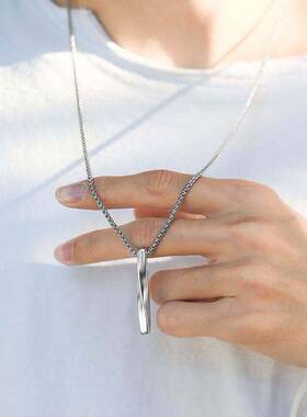 ins潮极简风螺旋长条项链