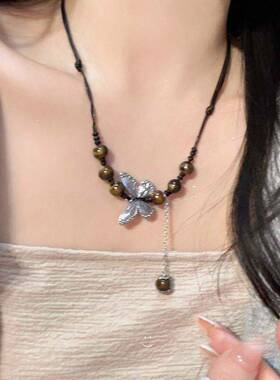 女款新中式国风蝴蝶串珠锁