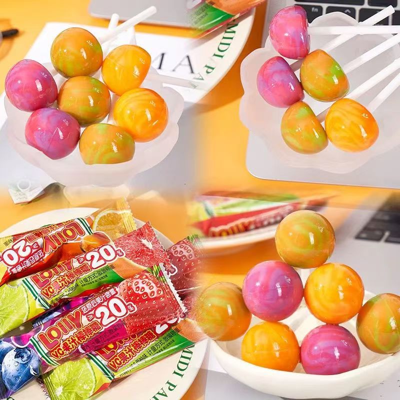 网红高颜值双拼口味维C果汁棒棒糖混合50支喜糖果儿童小零食年货 - 图2