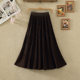 2024 autumn and winter new French retro age-reducing a-line large hem pleated cake skirt spliced ​​skirt long skirt for women