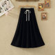 2024 autumn and winter new design elastic waist drawstring lace pocket casual skirt A-line long skirt for women