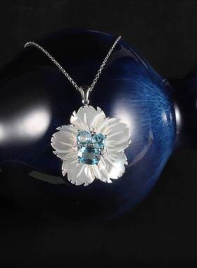 爆款ins风气质生日礼物贝壳天然托帕石吊坠万能链花朵锁骨链