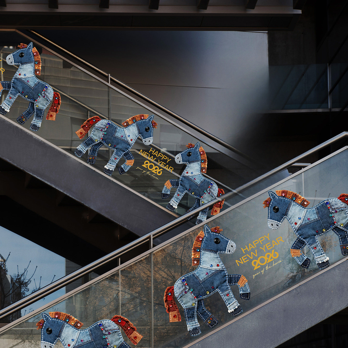 马年门贴复古牛仔木马创意新年布置服装店咖啡店工作室个性装饰品,淘宝优惠券,粉丝福利购,淘宝优惠卷