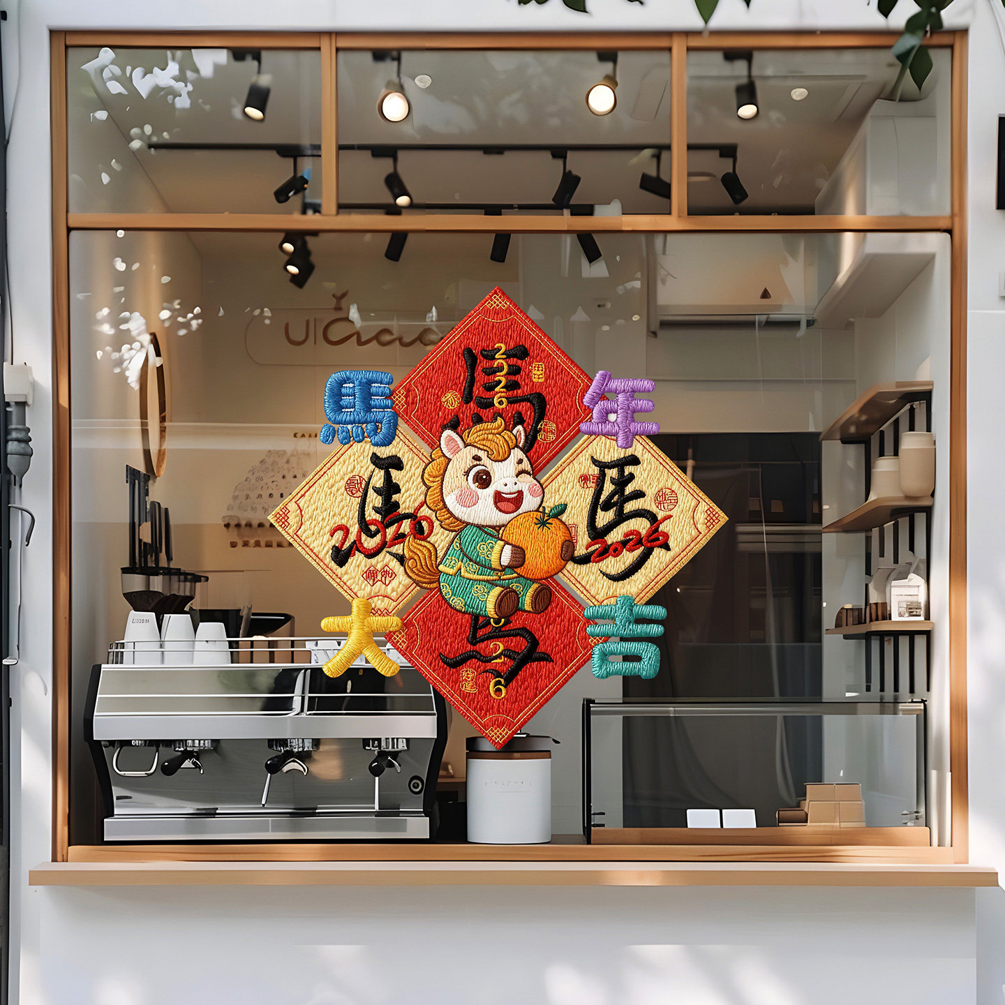 马年福字窗花创意绣花风格玻璃贴网红刺绣高级感春节吉祥物贴画,淘宝优惠券,粉丝福利购,淘宝优惠卷