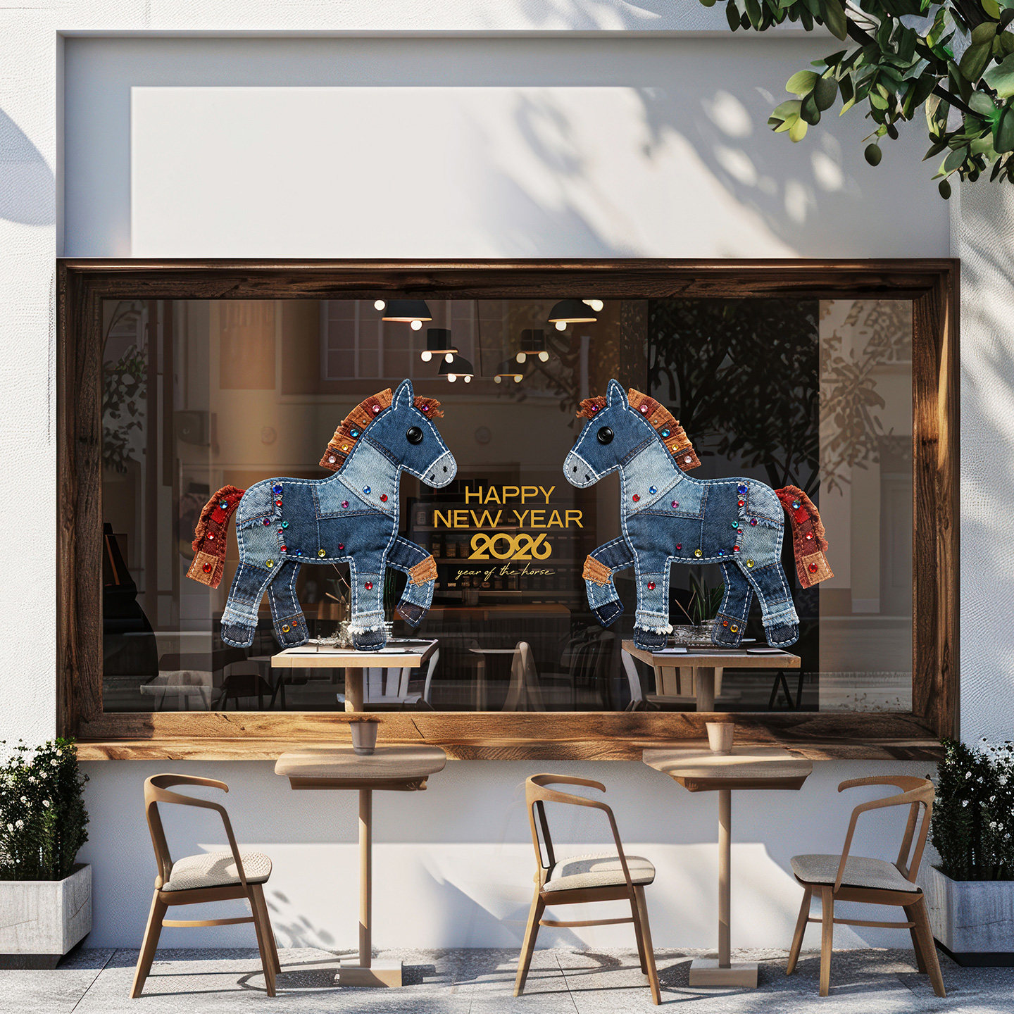马年门贴复古牛仔木马创意新年布置服装店咖啡店工作室个性装饰品,淘宝优惠券,粉丝福利购,淘宝优惠卷