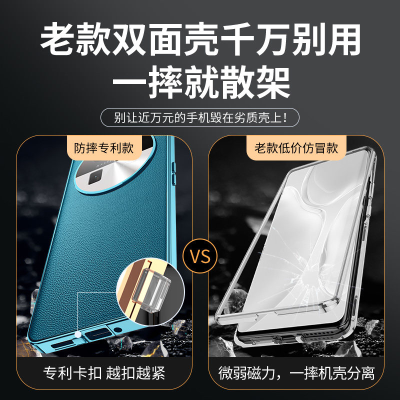 findx6pro素皮玻璃全包手机壳防偷窥看双面x6包镜头保护套磁吸卡扣透明防摔散热官网新款网红潮男女适用oppo