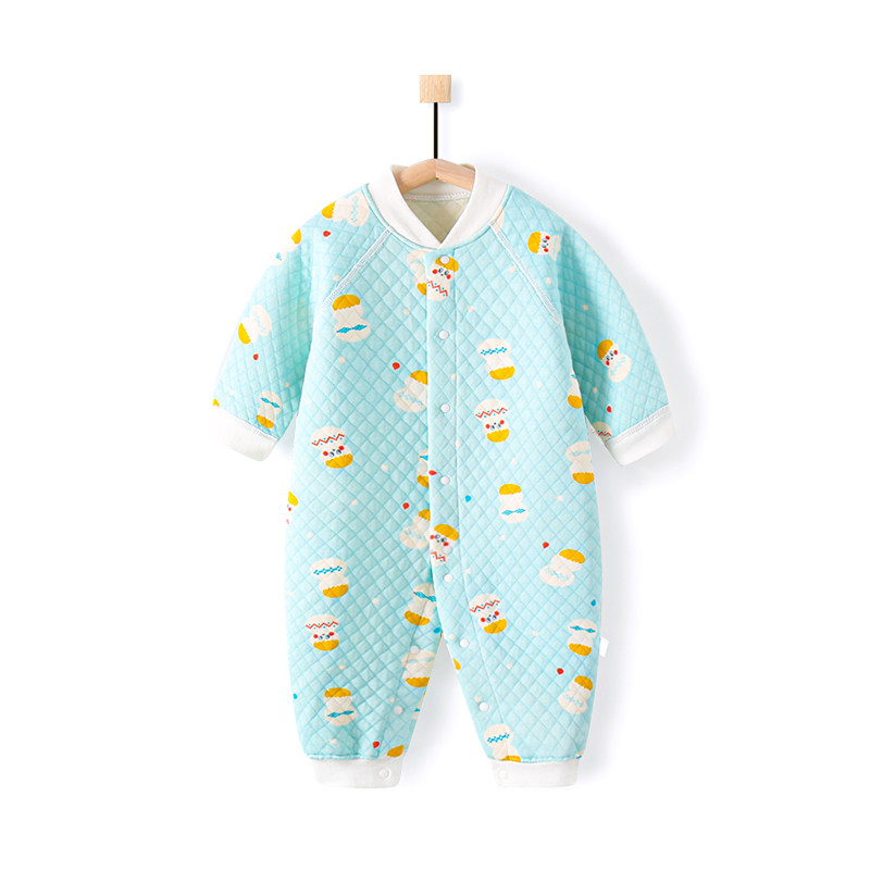 婴儿衣服春秋长袖哈衣新生儿睡衣 毛豆布洛连身衣/爬服/哈衣