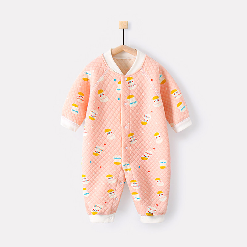 婴儿衣服春秋长袖哈衣新生儿睡衣 毛豆布洛连身衣/爬服/哈衣