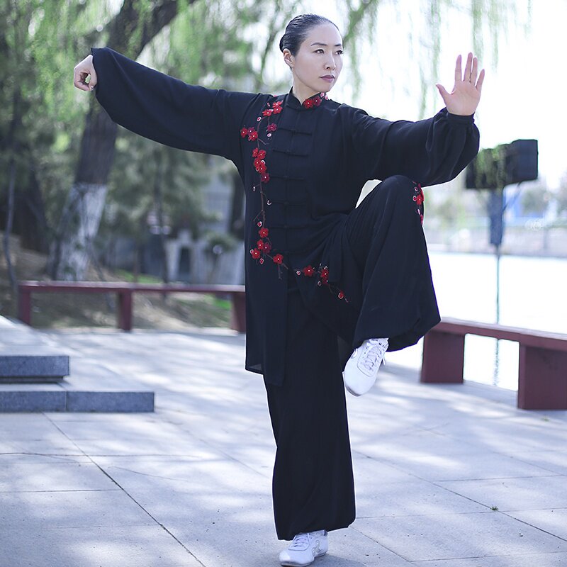 高档马蕾太极黑色春夏女式新款太极服武术服高档表演比赛服练功服