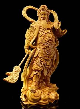 崖柏木雕关公珈蓝菩萨韦陀尊者神像关电视柜摆件羽左右护法工艺品