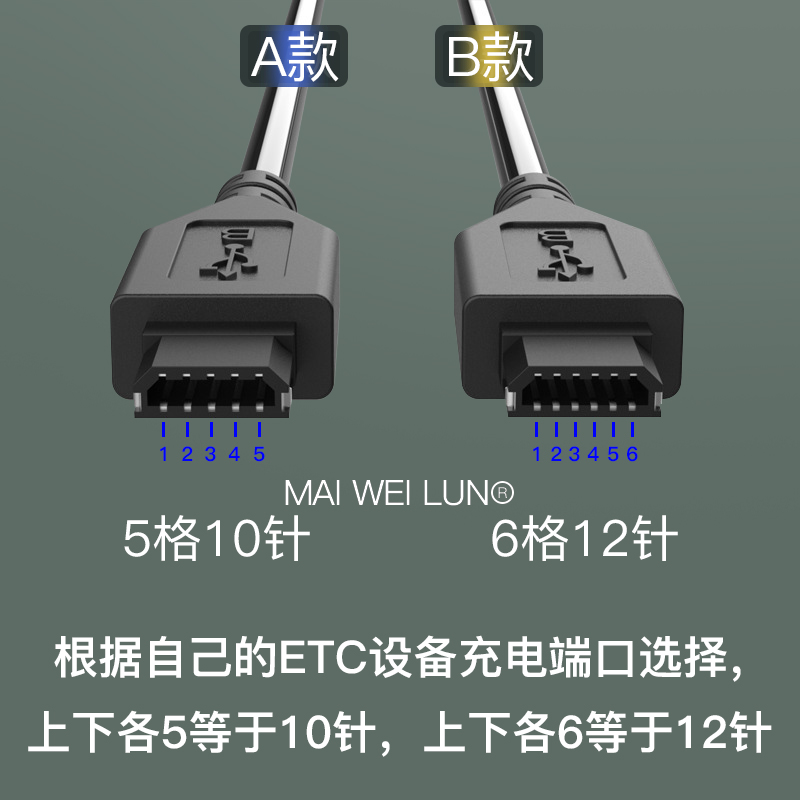 适用ETC充电器线专用汽车货车苏卡通浙江粤通卡金溢车载ETC数据线中国交通山东建行12针数据线供电万集科技 - 图2