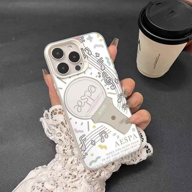 aespa应援棒手机壳彩银适用小红书苹果16pro同款华为pura80/iPhone15Promax小米14/vivo周边OPPO/13/12/11/x - 图0