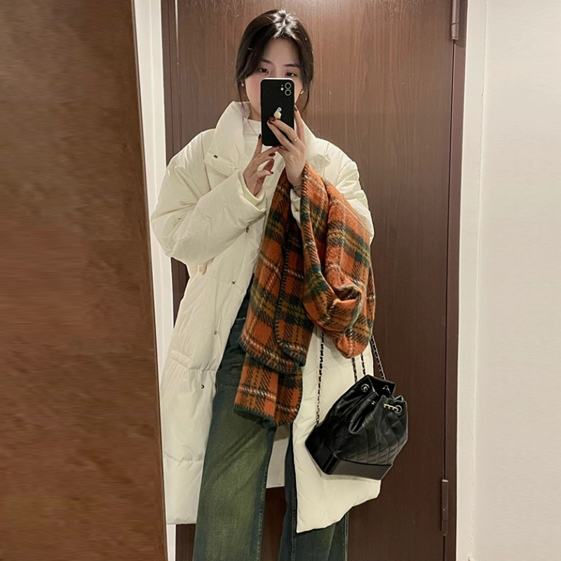 保命战袍90白鸭绒羽绒服女加厚2025秋冬季新品学生百搭蓬松外套潮 - 图1