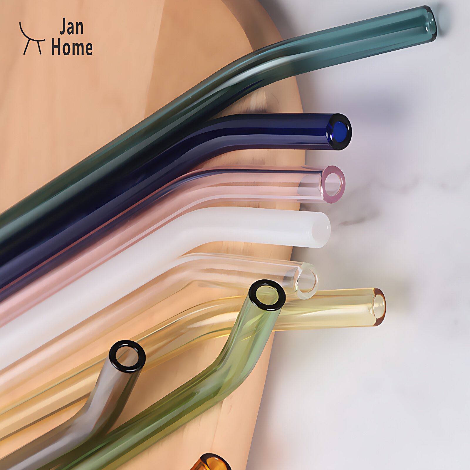 janhome 玻璃吸管3支送盒耐热透明成人孕妇环保非一次性奶茶吸管