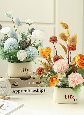 网红爆款高端花家居餐桌桌面冰箱办公室假花装饰插花摆件多多代发