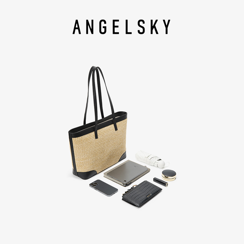 ANGELSKY草编托特包女大容量小众原创编织通勤休闲大学生单肩包包 - 图2