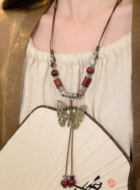 波西米亚异域民族风蝴蝶项链女
